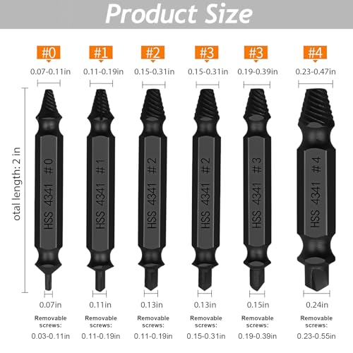 6PCS Damaged Screw Extractor Tools Sets, Stripped Screws Nuts & Bolts Drill Bit Tools for Easy Removal(Black) - color: Black