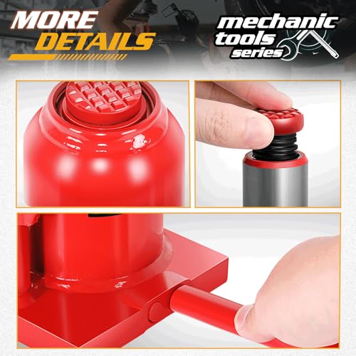Magshion 25 tons Automotive Welded Hydraulic Bottle Jack w/Manual Handle for Car, Truck, SUV, 10" to 18" Lifting Range (Red)