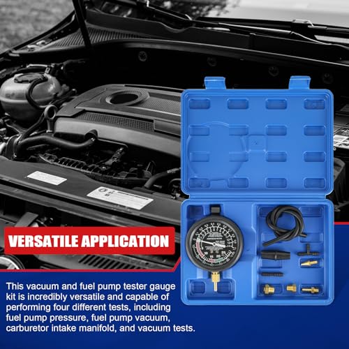 NYXOVA Vacuum and Fuel Pump Tester Gauge Kit, Gauge Leak Carburetor Pressure Diagnostics Tool Kit, Leak Carburetor Pressure Diagnostics (Blue) - color: Blue
