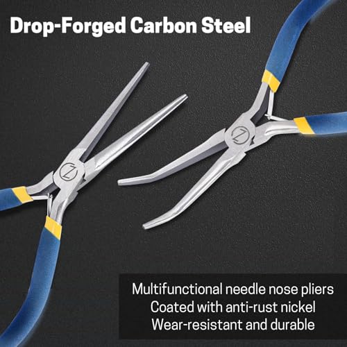 VISEMAN 6" Mini Needle Nose Pliers with Comfort Handles, Long Nose Pliers | for Handmade Craft, 45 Degree Bent - style: 45-Degree Bent