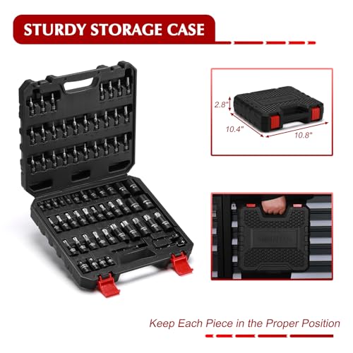 EMENTOL Master Torx Bit Socket and External Torx Socket Set, 1/4" 3/8" 1/2" Drive, 67PCS, T6-T70, TT6-TT70, TP8-TP60, E4-E24, Includes Socket Adapters, Drill Adapters, CR-V Steel - size: 67-piece Torx Bit & E Socket Set and Parts