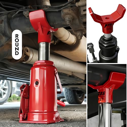 Bottle Jack Adapter, 12T Steel Saddle for 3"-4" Axle,Fits 1.65" Jack Saddle | Parallel Flat + Sloped Sides + Ribs, Stable. Fits 3"-4" Axles. Steel, Rust-Proof. For Rv, Truck, Trailer - color: red