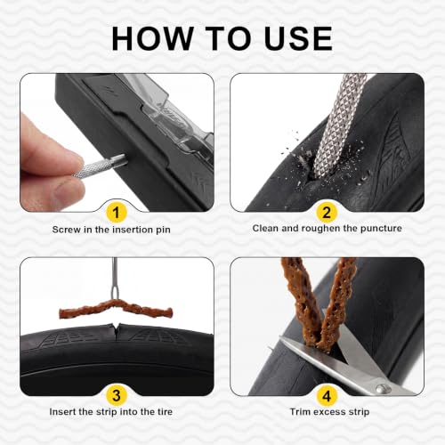 EMERK Bike Repair Tool Kit, Portable Bike Multi Tool with Ratchet Wrench, 7 Bits, Tire Levers & Tubeless Tire Plug Kit for Road, Mountain and E-Bikes