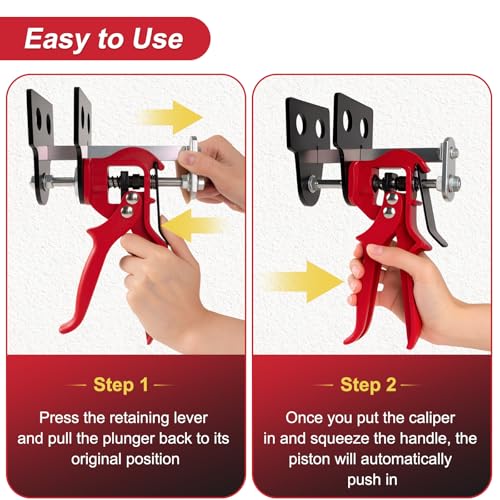Brake Caliper Compression Tool, 4 Piston Brake Caliper Tool for Single/Twin/Quad Piston Calipers, 29100 Brake Pad Spreader Compatible with Most Cars and Light Trucks (Red)