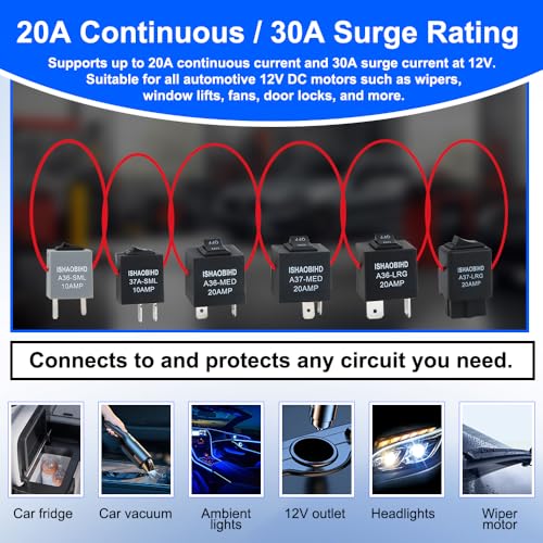 Fuel Pump Relay Bypass Master Kit - 6PCS Relay Bypass Switch Set with Current Test Lead for Fuel Pressure Testing and Electrical Diagnostics