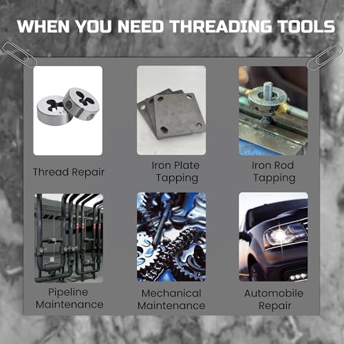 Anfrere 40pcs Metric Tap and Die Set, Metric Standard Rethreading Tool Kit, Coarse and Fine Threads for Cutting External and Internal Threads, Essential Repair Tool Kit with Thread Wrench - size: 40pcs Metric