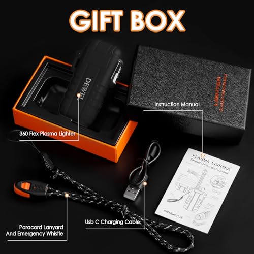 DEWEL Rechargeable Electric Arc Lighter, Waterproof USB C Lighter with LED Battery Display, Flashlight, and 360° Flexible Extendable Neck, Perfect for Candle, Camping, and Outdoor Adventure