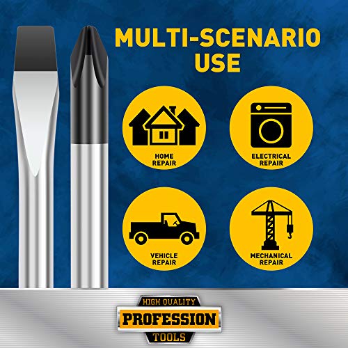 Amartisan 2-Piece 12'' long Screwdriver Set, Long Blade Screwdriver Set 12-Inch Magnetic Screwdriver, Phillips & Slotted Bits .(NEW)