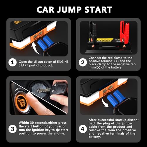 Car 4000A Jump Starter for Up to 8.5L Diesel & All Gas Engines, 12V Lithium Battery Booster Pack Jump Box, Portable Power Bank, 3 Modes LED Flashlight, 88.8W Quick Charge & Safety Protection - style: G69H