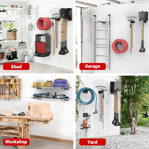 Ultrawall Garage Storage Hooks, Heavy Duty Steel Tool Organizer, 12.4 Inch Wall Mount Hangers Racks for Car Tires, Ladders, Chairs, Ropes and Garden Tools, 2 Pack - size: 2 Pack