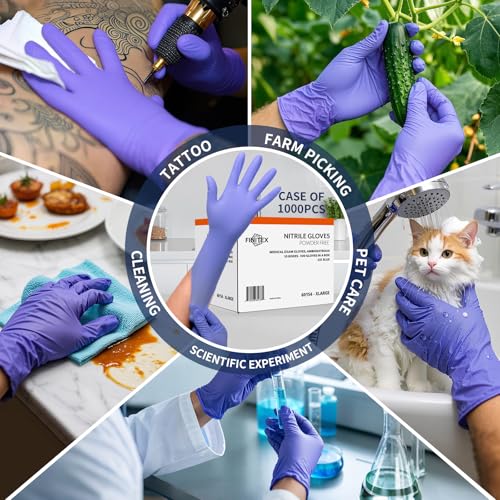 FINITEX Ice Blue Nitrile Exam Gloves - Powder-free, 1000 PCS Medical & Home Cleaning Gloves - size: Small (Pack of 1000)