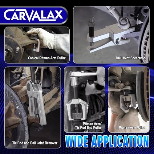 CARVALAX 5-in-1 Ball Joint Separator, Ball Joint Removal Tool Kit | Front End Service Tool Kit for Tie Rob Removal, Pitman Arm Puller, Cars SUVs Pickup Trucks Automotive Tools w/Storage Case - color: Silver, style: 5-in-1