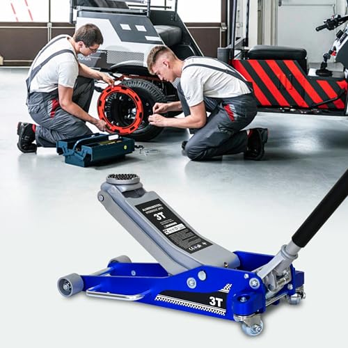 Aluminum Steel Hydraulic Floor Jack 3Ton/6600lbs.Dual Piston Fast Lifting Pump.Horizontal Floor Jack Lifting Range 4.3"-20".Racing Car Jack for MVPs,SUVs and Trucks.Trolley Jack with Extra Saddle - size: 3ton Aluminum Steel(4.3"-20")