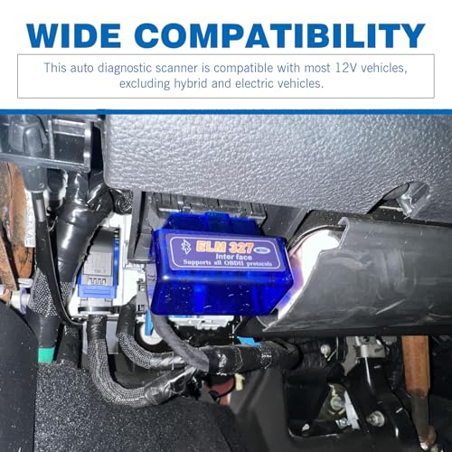 MLY OBDII Car Auto Diagnostic Scanner, ELM327 V2.1 Bluetooth OBDII Scan Diagnostic Tool, Professional Car Bluetooth Engine Fault Code Reader, Universal Car Accessories Support Android and iOS