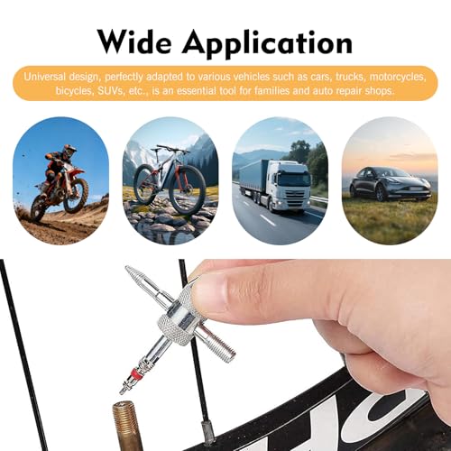 33PCS Tire Repair Tools, Spool Removal and Installation Kit, Zinc Alloy American Valve Stem Core Repair Kit, Replacement Tire Valve Stem Core Part, for Most Cars, Trucks