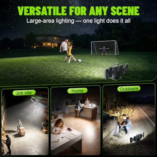 10,000LM Portable LED Work Light Compatible with Ma-Kita 18V Battery, 6 Brightness + Boost Mode, 5 Color Temps, Foldable 4-Panel with Detachable Mini Light, Tripod Mount & Hook (Tool Only) - color: Teal
