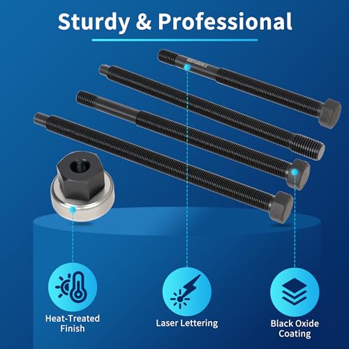 5Pcs Harmonic Balancer Installer Tool Set, Long Reach Crank Pulley Underdrive Damper Puller Installation Tool Kit, Compatible with Ford, GM, Dodge and Chrysler V8 and V6 Engines
