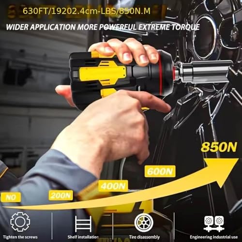 Brushless Impact Wrench for DeWalt Battery 20V, 1500Nm (1106 Ft-Lbs) 1/2" Cordless, 3-Speed High Torque Power Tool for Tire Removal, Rusted Bolts & Heavy Equipment (No Battery)