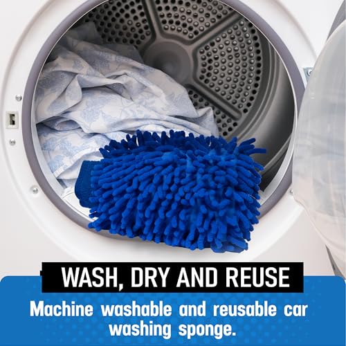Ultra Plush Microfiber Car Wash Mitt - Scratch-Free, Lint-Free, Extra Absorbent, Machine Washable - Detailing Chenille Cleaning Mitt Perfect for Cars, Trucks, Motorcycles, and Household Surfaces - size: 2 Pack
