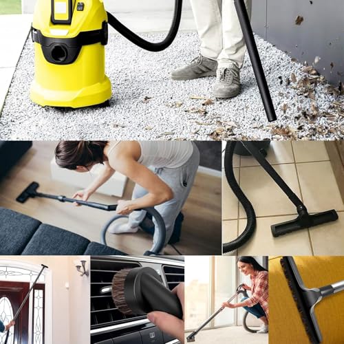 12 Pcs Universal Vacuum Attachment Kit, Vacuum Hose Adapter, 1-1/4" Vacuum Cleaners Accessories with Horse Hair Brush Extension Wand Wheeled Floor Brush Flexible Crevice Tool - size: 12 Pcs