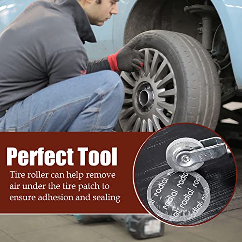 Sutekus Tire Patches Tool Kit Tire Patch Roller and Tire Buffer Wheel Tire Repair Grinding Head Tungsten Steel Buffing Wheel for Air Tire Grinding Polishing Accessories Kit (2Pcs Tools)