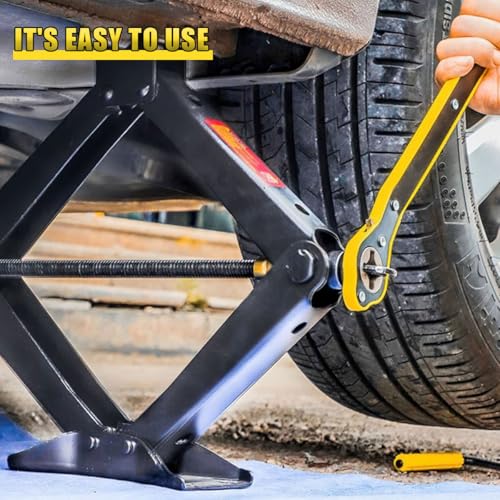Car Jack Ratchet Wrench, 360° Swivel Automotive Scissor Jack Adapter with Long Handle, Labor-Saving Vehicle Tire Lifting Repair Tool for Small Car, Sedan, Travel, SUV (Ratchet Wrench) - size: Ratchet Wrench