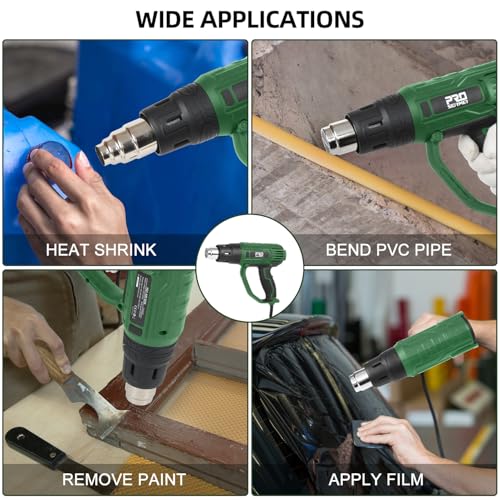 Prostormer 2000W Heat Gun, Hot Air Gun 140°F-1022°F(60°C-550°C) Variable Temperature Control for 3 Speed Settings with 4 Nozzels, for PVC, Paint Stripping, Shrink Wrapping, Crafts