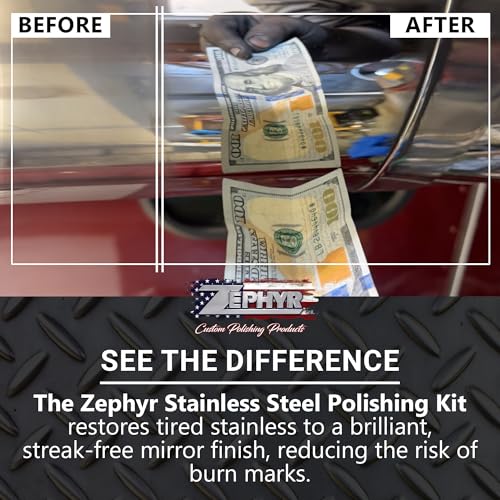 Zephyr - Stainless Steel Polishing Kit with Buffing Wheels, Polishing Compounds & Metal Polish - for Deck Plates, Air Breathers, Stainless Trim, Flatwork, & More