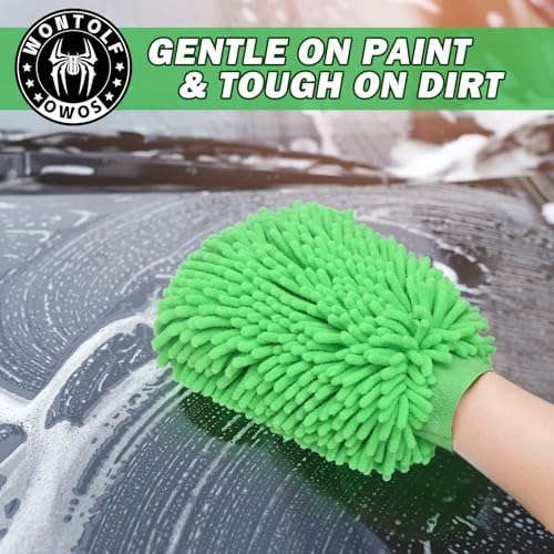 Wontolf Car Wash Foam Gun Foam Cannon Sprayer Kit with Car Wash Soap, Microfiber Car Wash Mitt, Storage Bag - Car Wash Kit - Snow Foam Blaster - Connects to Garden Hose - Car Accessories for Men - color: Green