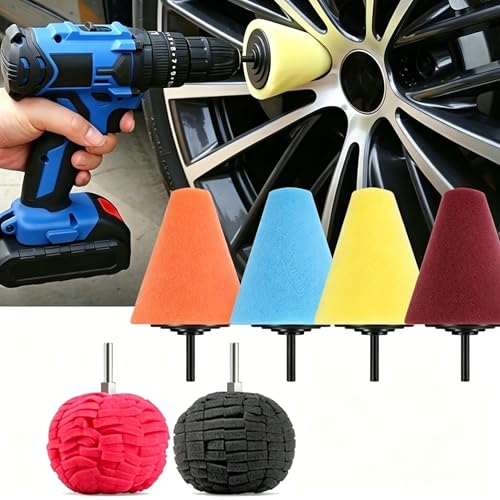 5 Pack Polishing Cone Sponge & Buffing Ball Kit for Automotive Wheel Hub, Metal Polishing for Aluminum & Stainless Steel