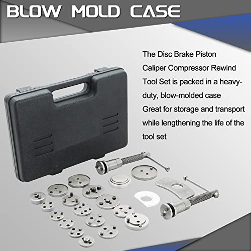 ATP 23pcs Heavy Duty Disc Brake Caliper Tool Set and Wind Back Kit for Brake Pad Replacement Fits Most American, European, Japanese Makes/Models