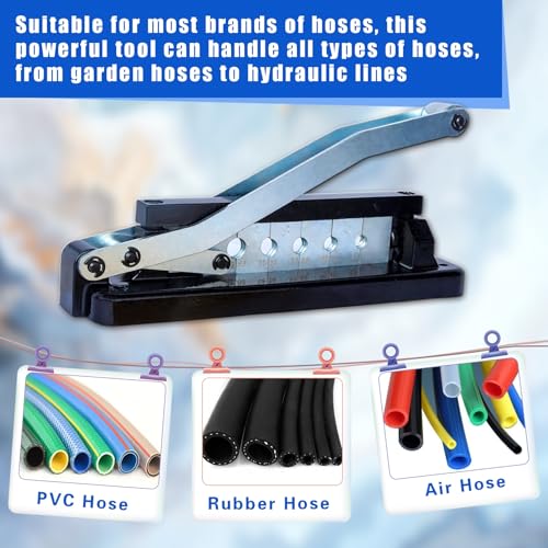 Heavy Duty Standard Hose Crimper, 3/8 Air Hose Repair Kit with Crimper 50 x 0.593" Id & 50 x 0.656" Id–Fits 1/4", 5/16", 3/8" PVC, Ferrule Crimping Tool Kit (100 Ferrules), Air Hose Crimping Tool