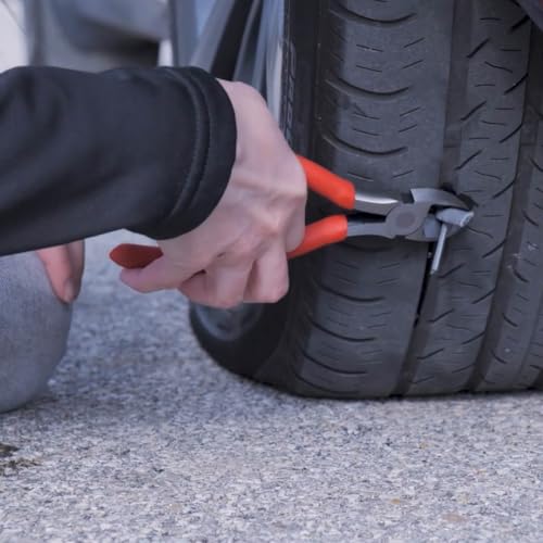 TECH Permacure Emergency Roadside Tire Repair Kit - Roadside Ready Plug Set with Vulcanizing Fluid, Natural Rubber Plugs, Installation Tools, Gauge, Reamer and Portable Case for Tire Emergencies