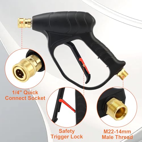 JOEJET Pressure Washer Gun with Foam Cannon Dual Connector Accessory | 1/4" Quick Connect, 5 Nozzle Tips, Dual Tip Attachment with Foam/Water Switch, Adjustable Foam, 2100 PSI, 8 GPM, 1 Liter