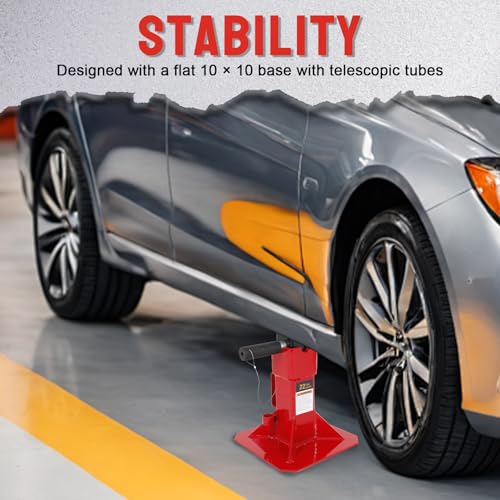 Heavy Duty Pin Type Car Jack Stands with Lock Adjustable Height to 19.75" Fit for Supporting Car SUV, Truck, Pick Up, Trailers and Equipment,22 Ton (44,000 lb) Capacity, Red, 1 Pair