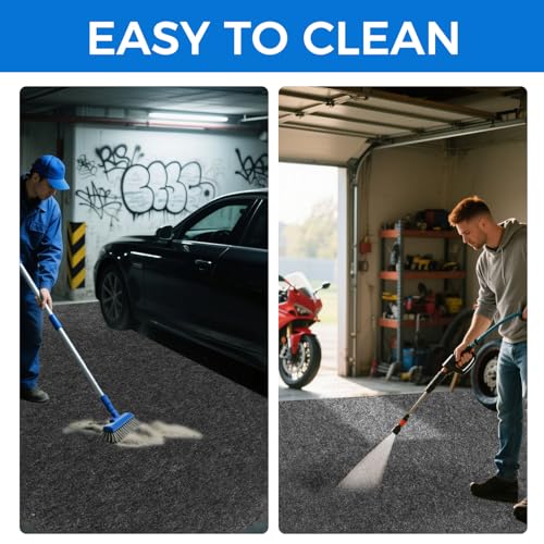 17'x7.45" Heavy Duty Garage Floor Mat with Adhesive Backing - Garage Floor mats for Under car, Garage Rugs and mats,Oil & Waterproof Non-Slip Protective Flooring for Under Cars