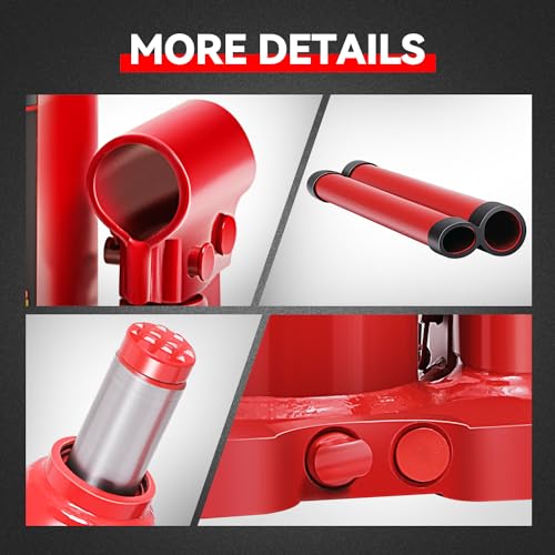 Auto Dynasty 3 Ton Hydraulic Bottle Jack, Automotive Welded Bottle Jack for Car, Pickup Truck, RV, Auto Repair, 8" to 14.5" Lifting Range (Red) - color: Red, size: 3 Ton