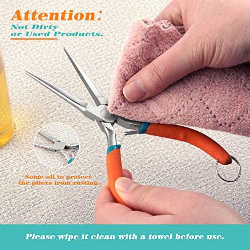 SPEEDWOX 6-Inch Needle Nose Pliers with Anti-Loss Lanyard Mini Long Nose Pliers With Non Serrated Edge Mini Precision Wire Looping Pliers for Hard to Reach Narrow Spaces - style: Straight Tips