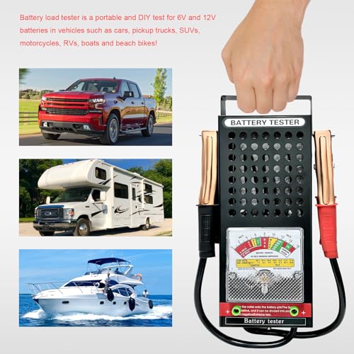 Battery Load Tester, 6V 12V Car Battery Load Checker with Voltmeter and Alligator Clips, Automotive Alternator Tester for Truck RV Motorcycle Boat Batteries, Car Accessories