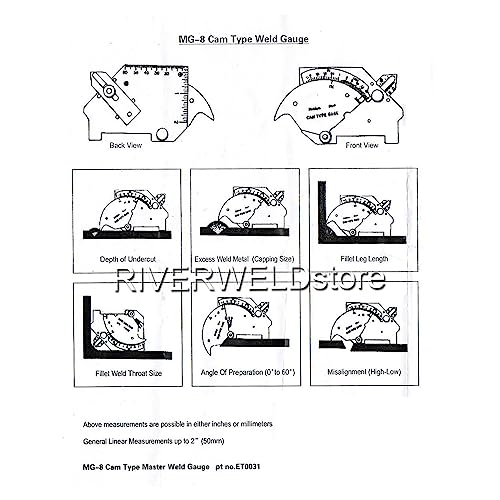 RIVERWELD Bridge Cam Gauge Welding Inspection Depth of Undercut | Checks Pitting Fillet Weld Throat Size and Length Angle of Preparation Misalignment - style: Bridge Cam Gauge
