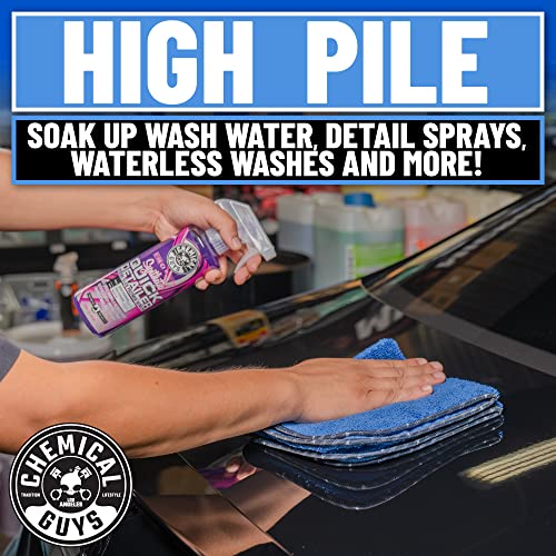 Chemical Guys, Professional Microfiber Towels, 16 x 16 in, Blue, 3 Pack | Ultra-soft, scratch-free towels to buff wax, dry panels and clean glass and interiors, machine washable - color: Blue, size: 3 Pack