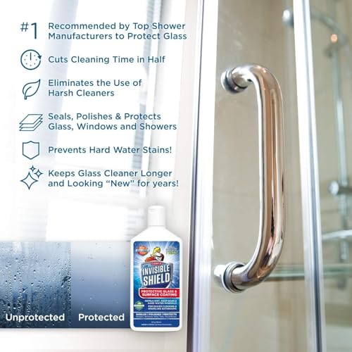 Invisible Shield Glass Essentials Shower Door & Tile Protectant Kit 32 oz | Water Spot Remover & Glass Protection