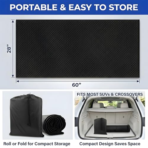 Rolling Creeper Mat for Car Repair, 60x28 Inch Portable Foldable Mechanic Mat, Under Vehicle Rolling Pad for Low Clearance, Durable PU, Anti-Slip, Easy to Clean for Garage, Auto Repair & Roadside