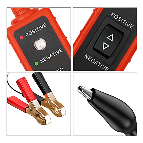 Power Circuit Probe Tester 6V-24V DC Test Light Automotive Circuit Tester 12V Auto Electrical Tester 12 Volt Component Activation, Polarity Identify, with LED Light, 13FT Cable, Overload Protection