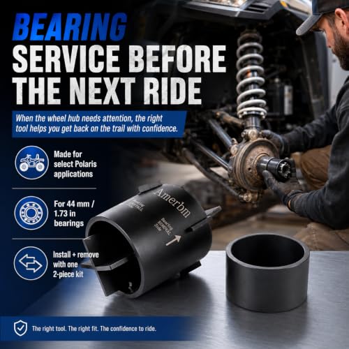 Wheel Bearing Press Tool for Polaris RZR Ranger Sportsman 40mm 44mm | Tabs lock into knuckle grooves, pressing the outer race only &Fits 40mm & 44mm bearings, front & rear, RZR Ranger Sportsman
