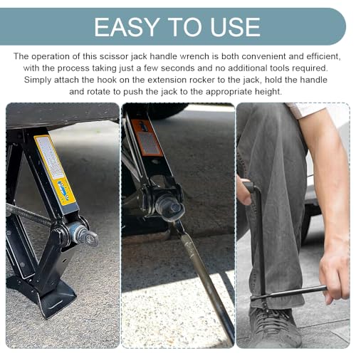 Car Scissor Jack Handle, Auto Tire Wheel Jack Lug Wrench, High Carbon Steel Hand Cranked Lift Jack Handle, Universal Trailer Jack Repair Replacement Accessories for Cars, Trucks, SUVs