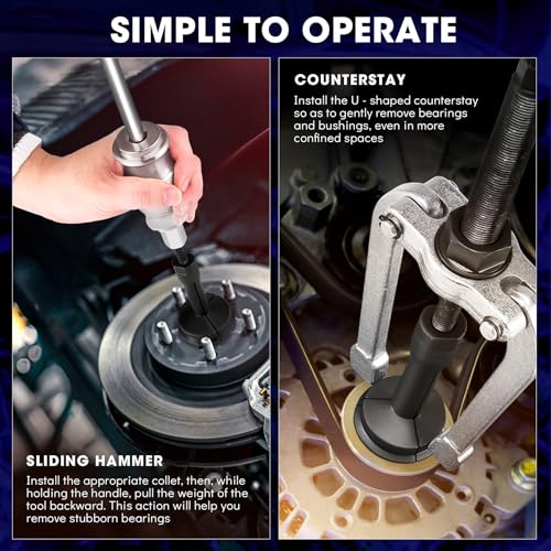 KOOPOOL 16-Piece Blind Hole Collet Bearing Race & Seal Puller Extractor Kit: Slide Hammer Pilot Insert for Effortless Inner Internal Bearing Removal Tool Set (Blue) - color: Blue