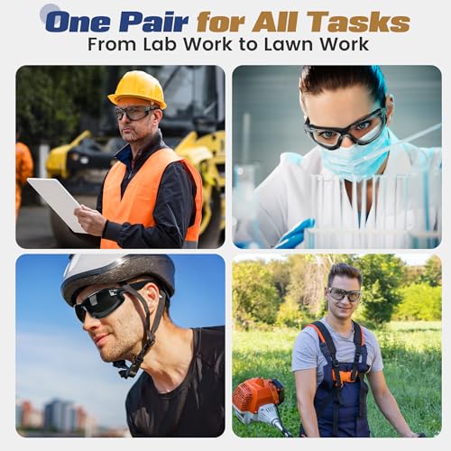 Flaya Foam Lined Safety Glasses Anti-Fog Z87.1 Mowing Goggles with Strap | Adjustable Elastic Strap, UV400 Protection, Fits Men & Women, Dust & Debris Protection, Lawn Care & Gun Range - color: Black