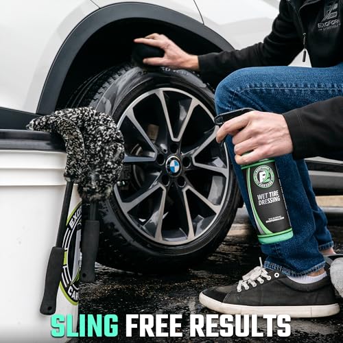 ExoForma Wet Tire Dressing Spray - Extremely High Shine Tire Dressing for That Wet Look - No Sling, Non-Greasy Silicone Formula with UV Protection - Easy to Apply, Minimal Cure Time - 16 fl oz - size: 16 Fl Oz (Pack of 1)