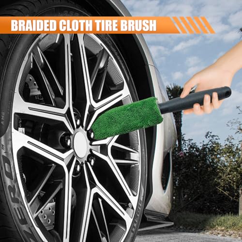 Craedli 9PCS Car Wash Cleaning Kit, Microfiber Auto Detailing Set with Wheel Brush, Wash Mitt, Sponge, Drying Towels & Applicator Pads, Vehicle Interior Exterior Wash Tools Supplies (Green) - color: Green